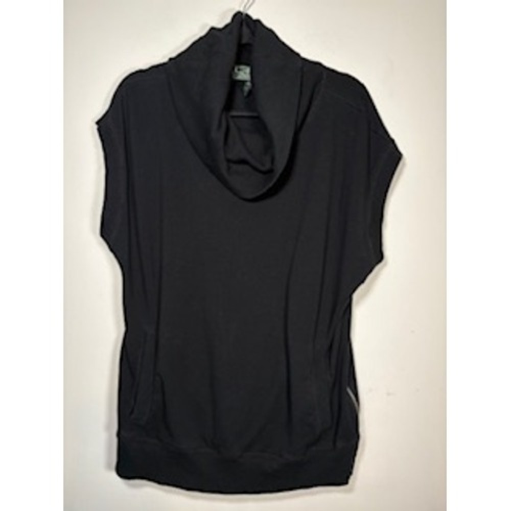 LAUREN RALPH LAUREN Active Top XL Black Cowl Neck Side Zip Sleeveless Athleisure